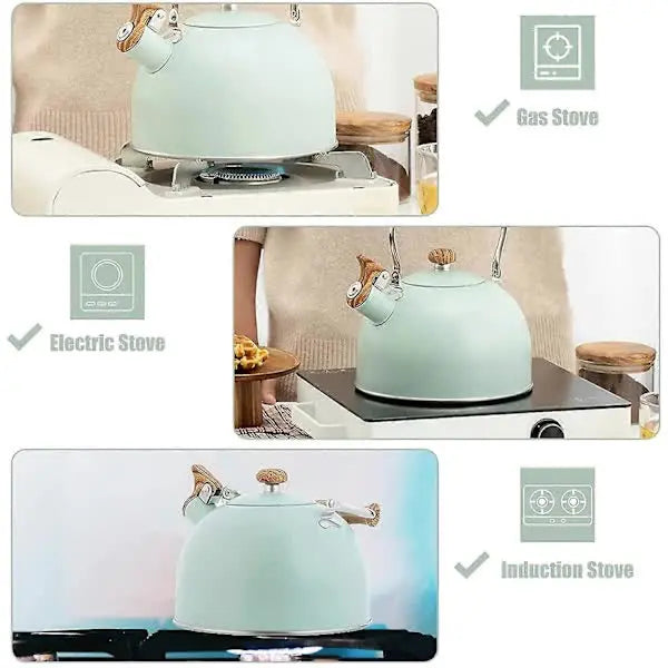 Stainless Steel Whistling Kettle 2.5L for Gas Stoves, Induction Compatible, Ergonomic Handle Wholesale Hub