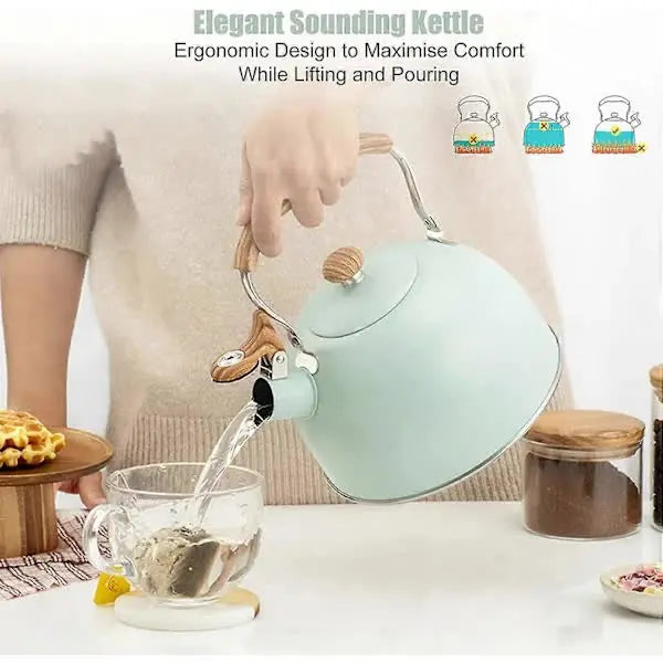 Stainless Steel Whistling Kettle 2.5L for Gas Stoves, Induction Compatible, Ergonomic Handle Wholesale Hub