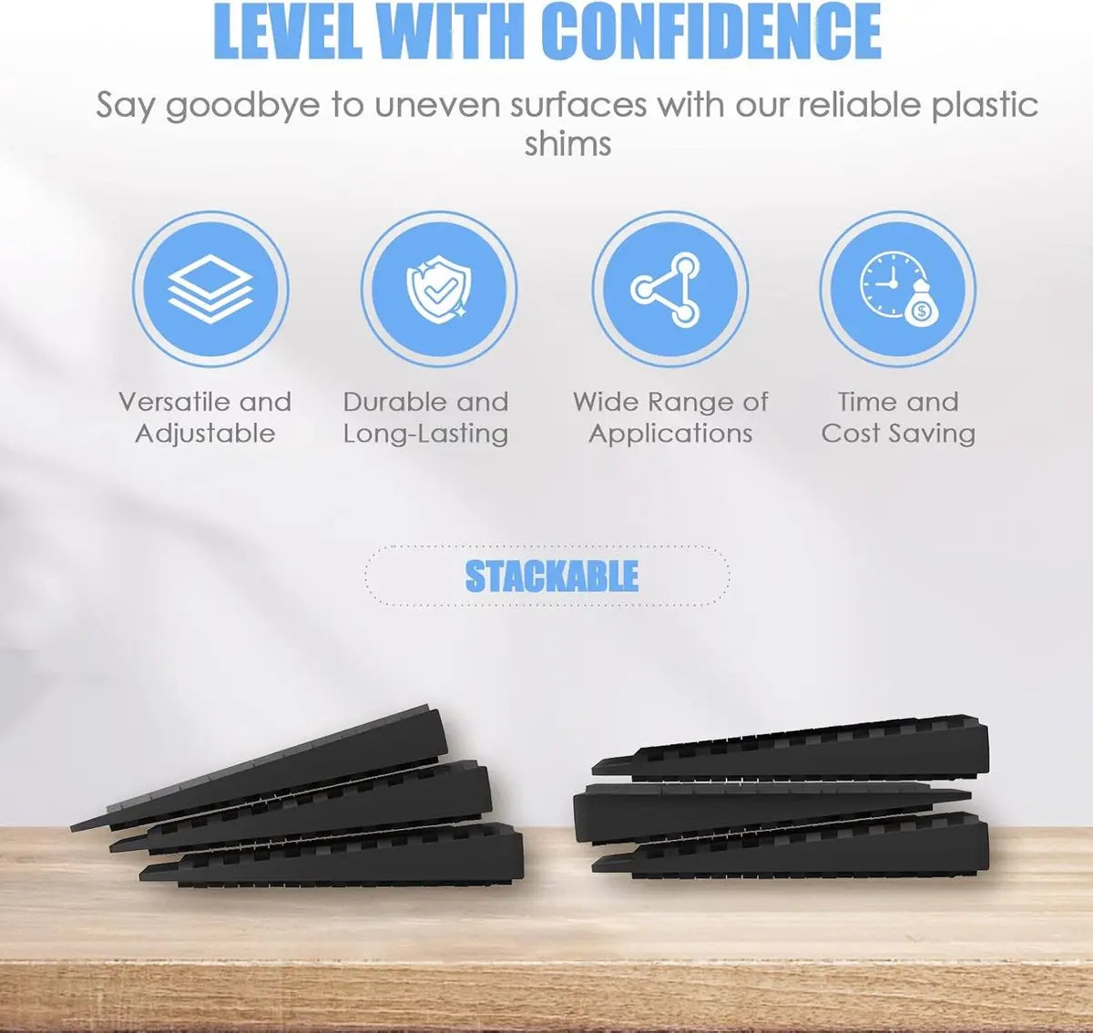 Furniture wedges - 35 pieces - Leveling wedges - Leveling pad Base leg - Furniture coaster - Furniture feet - Wedge set - Leveling wedge - Black - 5*3*0.5 cm - Plastic Wholesale Hub