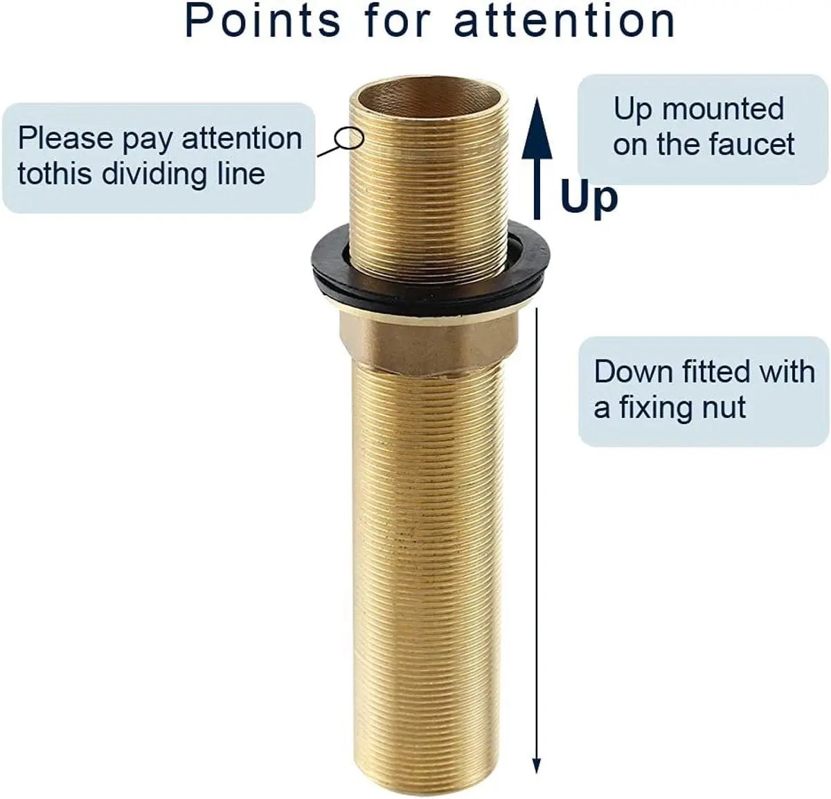 Extension Threaded Pipe - 2 Pieces - M32 x 150mm - Threaded Fasteners - Threaded Connecting Rod - Gold - Copper - For tap installation accessories Wholesale Hub