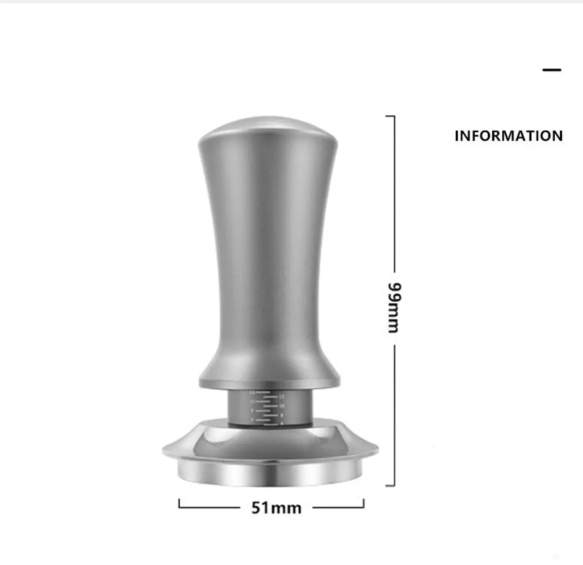 Coffee tamper - Tamper - 51 mm - Coffee press - Espresso tamper - 304 stainless steel - Aluminum handle - Base Ripple - Scale adjustment - For cafes, coffee lovers - Black Wholesale Hub