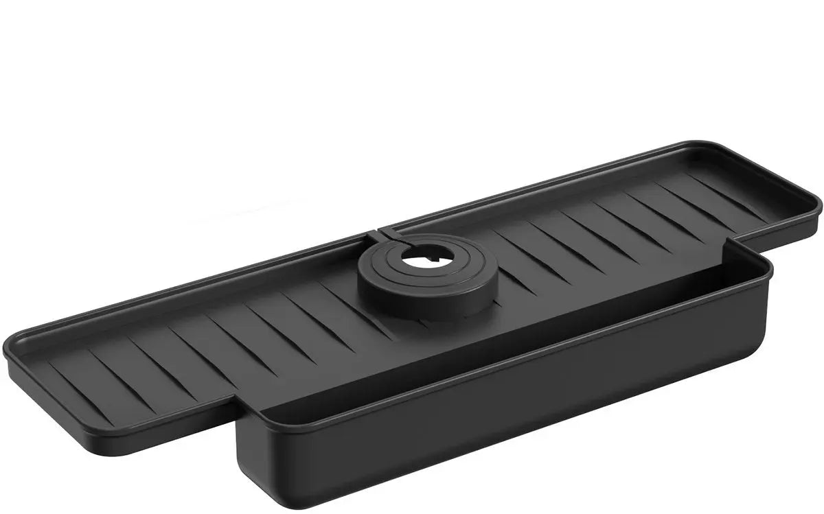 Silicone tap mat with sponge holder - tap drain mat - sink organizer - drain mat - BLACK - For kitchen, bathroom, countertop, worktop - 40 cm Wholesale Hub