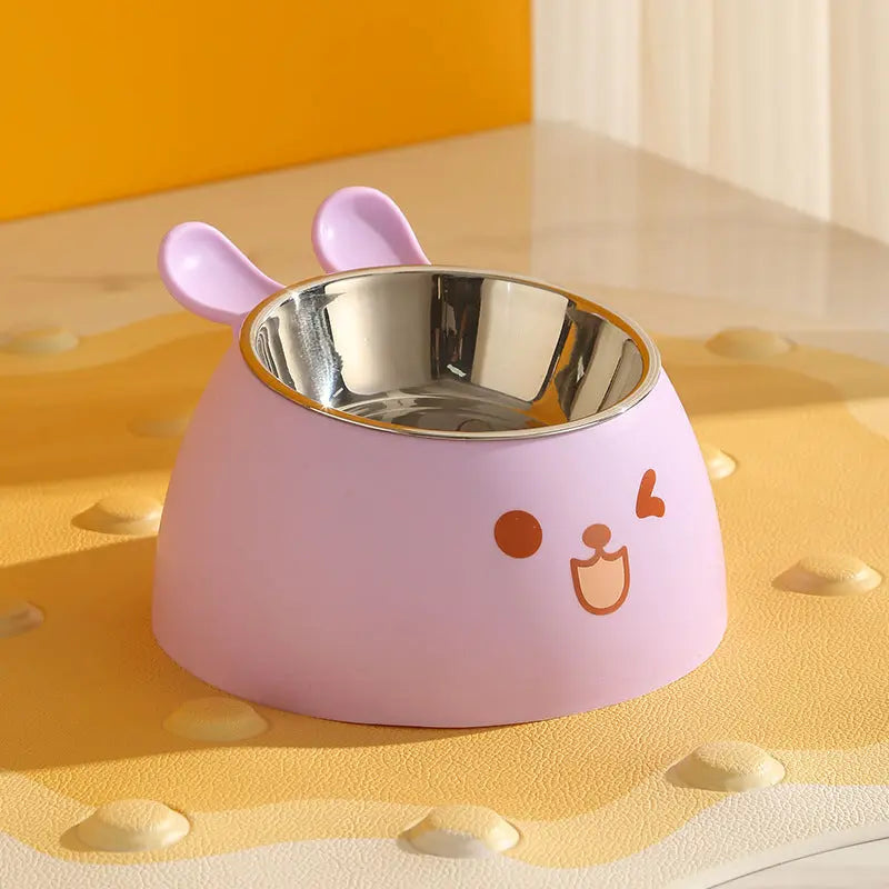 Cat Litter Box - Cat Food Bowl - Non-Slip Design - Pet Food Bowl - Plastic and Stainless Steel Design - Suitable for Cats and Small Dogs - Purple Wholesale Hub