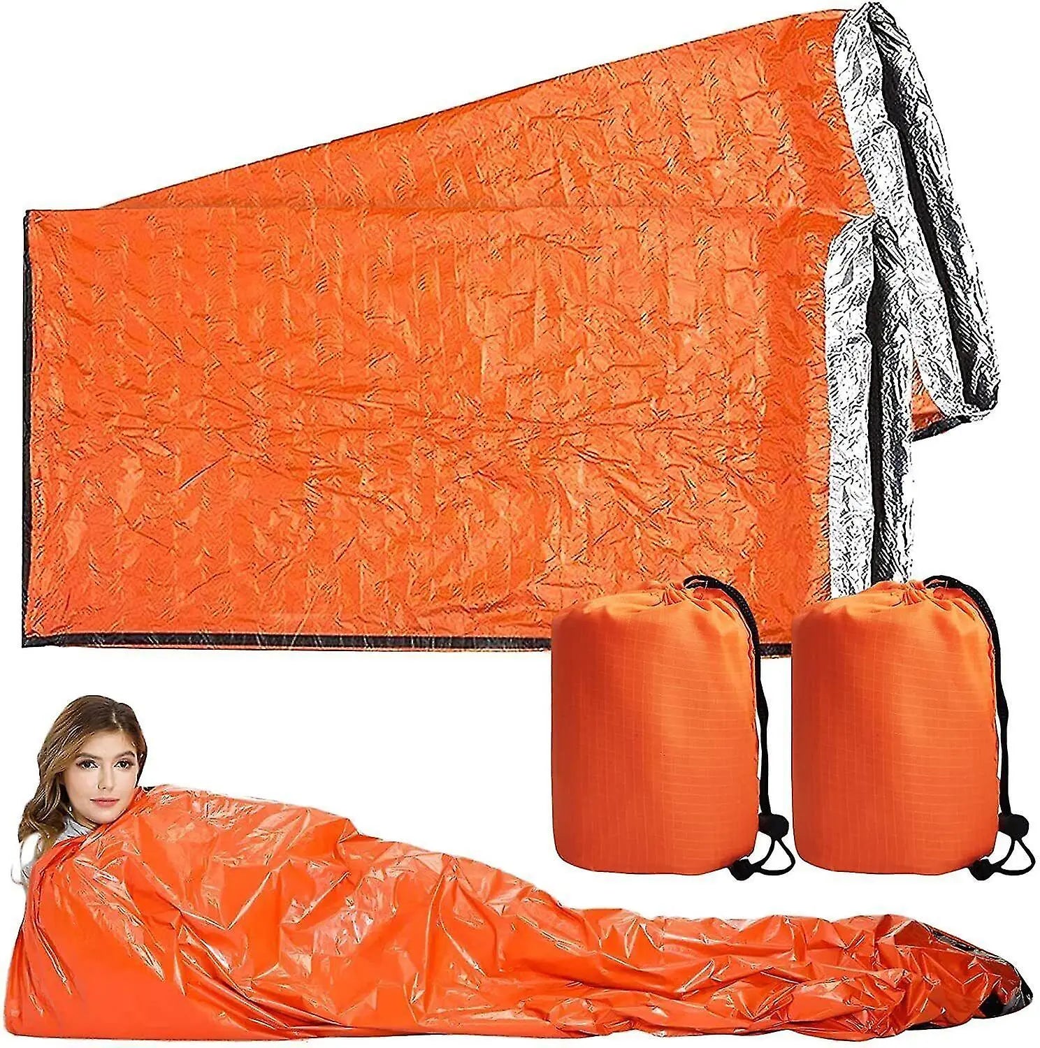 4x Outdoor Emergency Thermal Waterproof Sleeping Bag Camping Survival Bivvy Sack Wholesale Hub