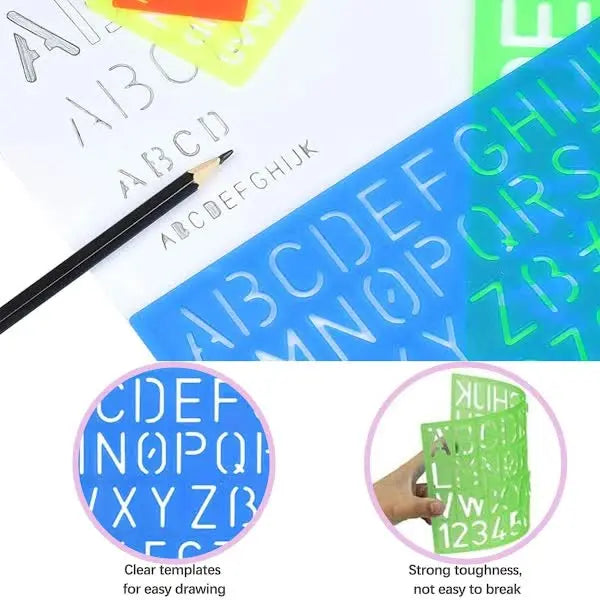 4-piece stencil set, letter stencils, plastic number stencils, stencils in various sizes, painting stencils for children, DIY painting learning Wholesale Hub