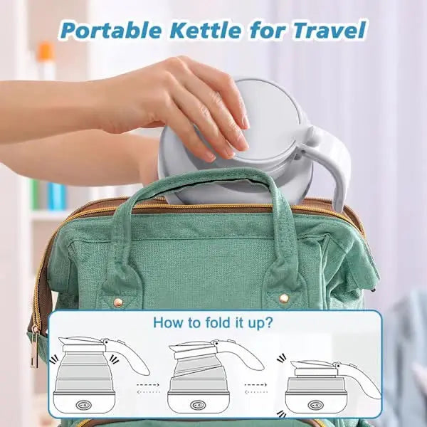 Foldable Electric Travel Kettle with Detachable Cord Silicone Collapsible Kettle Wholesale Hub
