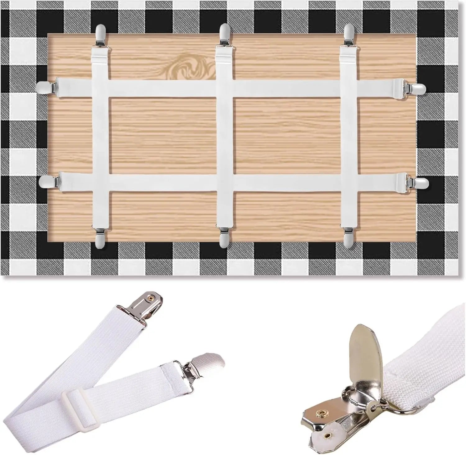 Table Cloth Holder Clips Hidden Strap 5 Pack, Adjustable Elasticity Picnic Tablecloth Clip Indoor Outdoor Large Clamp for Thick Tables Bench Cover Party Restaurant Camping RV Essential Accessories Wholesale Hub