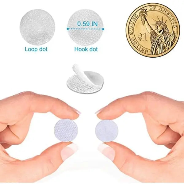 Velcro 10mm Round Self Adhesive 1000pcs White Nylon Silent Hook and Loop Fasteners for Kids Early Education Wholesale Hub