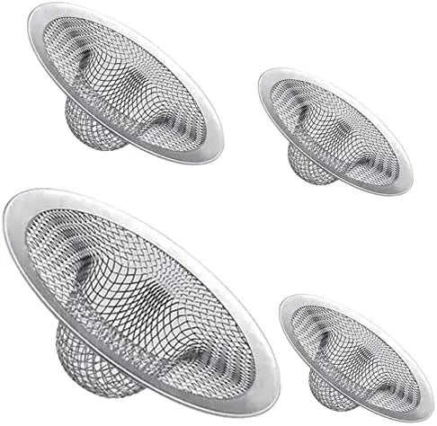 4PCS Heavy Duty Stainless Steel Sink Strainer,Sink Basket Set, Fits Most Kitchen Sinks 4.5'', Bathroom Sinks 2.75'',Shower Drains Wholesale Hub