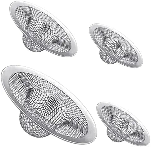 4PCS Heavy Duty Stainless Steel Sink Strainer,Sink Basket Set, Fits Most Kitchen Sinks 4.5'', Bathroom Sinks 2.75'',Shower Drains Wholesale Hub