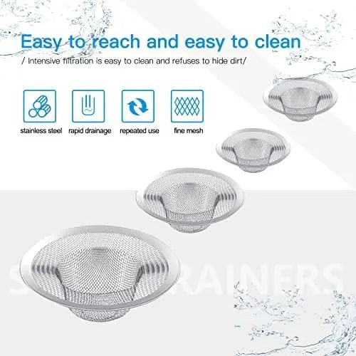 4PCS Heavy Duty Stainless Steel Sink Strainer,Sink Basket Set, Fits Most Kitchen Sinks 4.5'', Bathroom Sinks 2.75'',Shower Drains Wholesale Hub