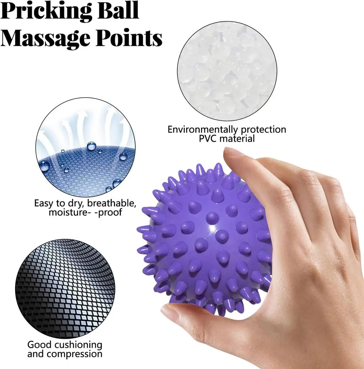 Massage Balls (Set of 2) - Trigger Point Balls - Massage Balls with Relief Points - Pointed Balls - Hedgehog Balls - Massage Balls - Trigger Point Exercise Balls - For Massaging Hand, Leg, Shoulder, Hip and Foot Muscles (Green/Purple 7.5 cm) Wholesale Hub