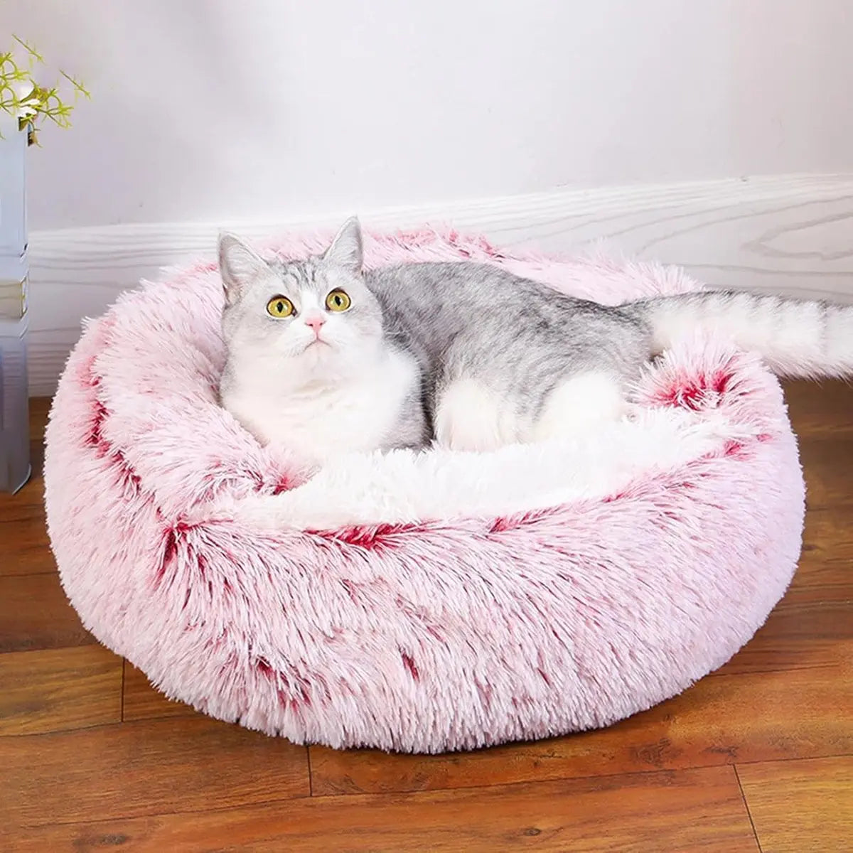 Cat Bed - Cave Cat Basket 40cm - Calming and Anti-Anxiety - For Small Dogs/Cats - Donut - Pink Wholesale Hub