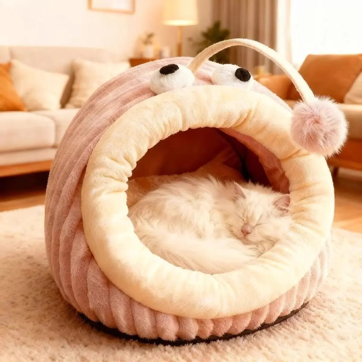 Cat Bed - Cave Cat Basket - Calming and Anxiety Relieving - Lantern Fish Shape - Pink(S:45*33*26cm) Wholesale Hub