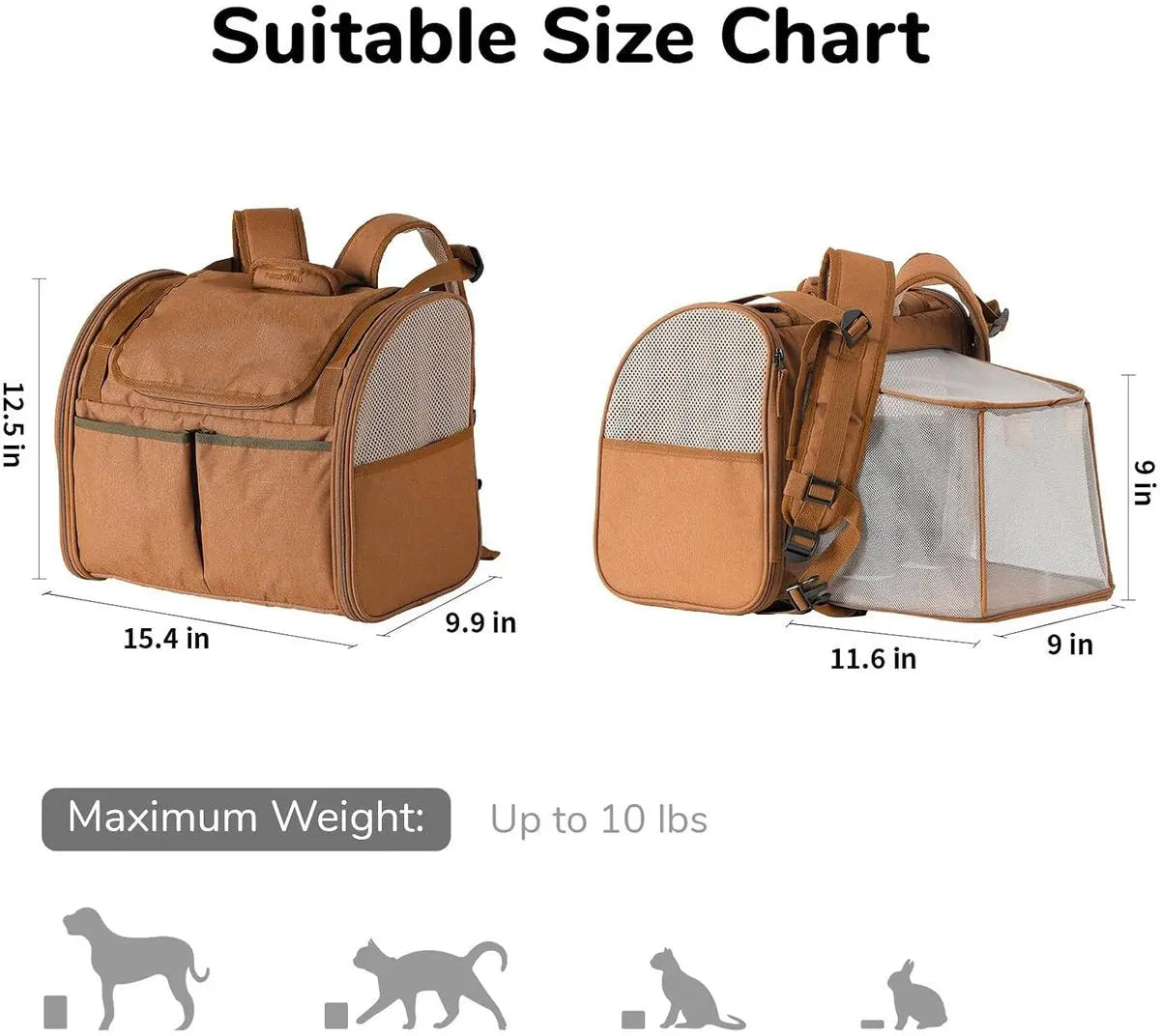 Travel Basket for Cats and Dogs - Carrier for Cats and Dogs - Travel Bag for Cats and Dogs - Dog Carrier - Cat Carrier - up to 10 lbs - brown Wholesale Hub