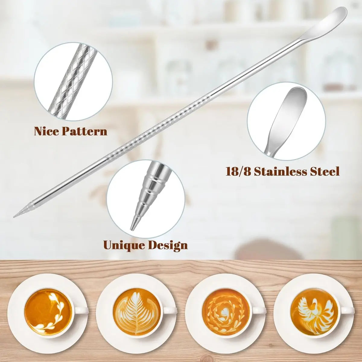 Milk Frothing Cup - 350ml Milk Frothing Cup - Clear Markings - Cappuccino Espresso Machine Accessory Made of Stainless Steel 304 - Suitable for Barista Coffee Shops - With Latte Art Pen - Silver Wholesale Hub