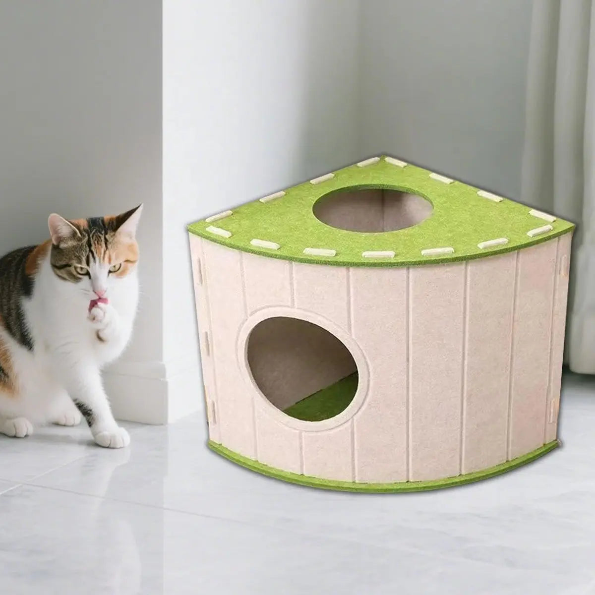 Cat House - Cat Basket - Cat Den - Felt-Shaped Cat Bed - Suitable for All Seasons - Warm | Scratch-Resistant - Pet Bed | Deep Sleeping Bed - Beige Wholesale Hub