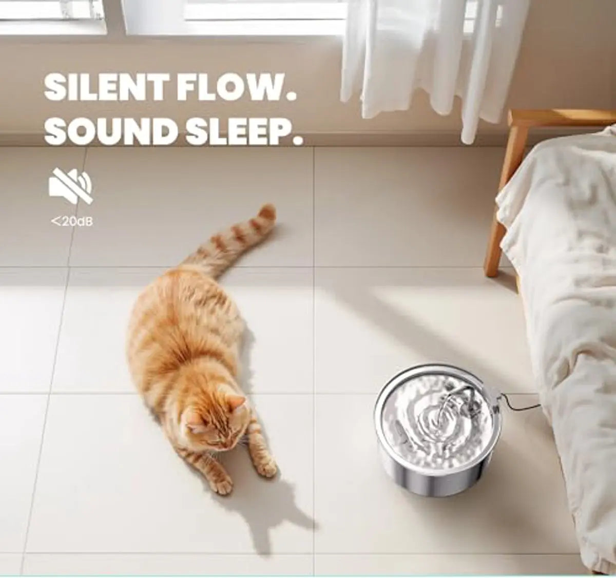 Cat Drinking Fountain - Quiet Drinking Fountain for Cats - 3.2L Stainless Steel Water Fountain with Filter - Cat Water Fountain - Cat Drinking Bowl - Includes 4 Cat Fountain Filters - for Cats and Dogs Wholesale Hub