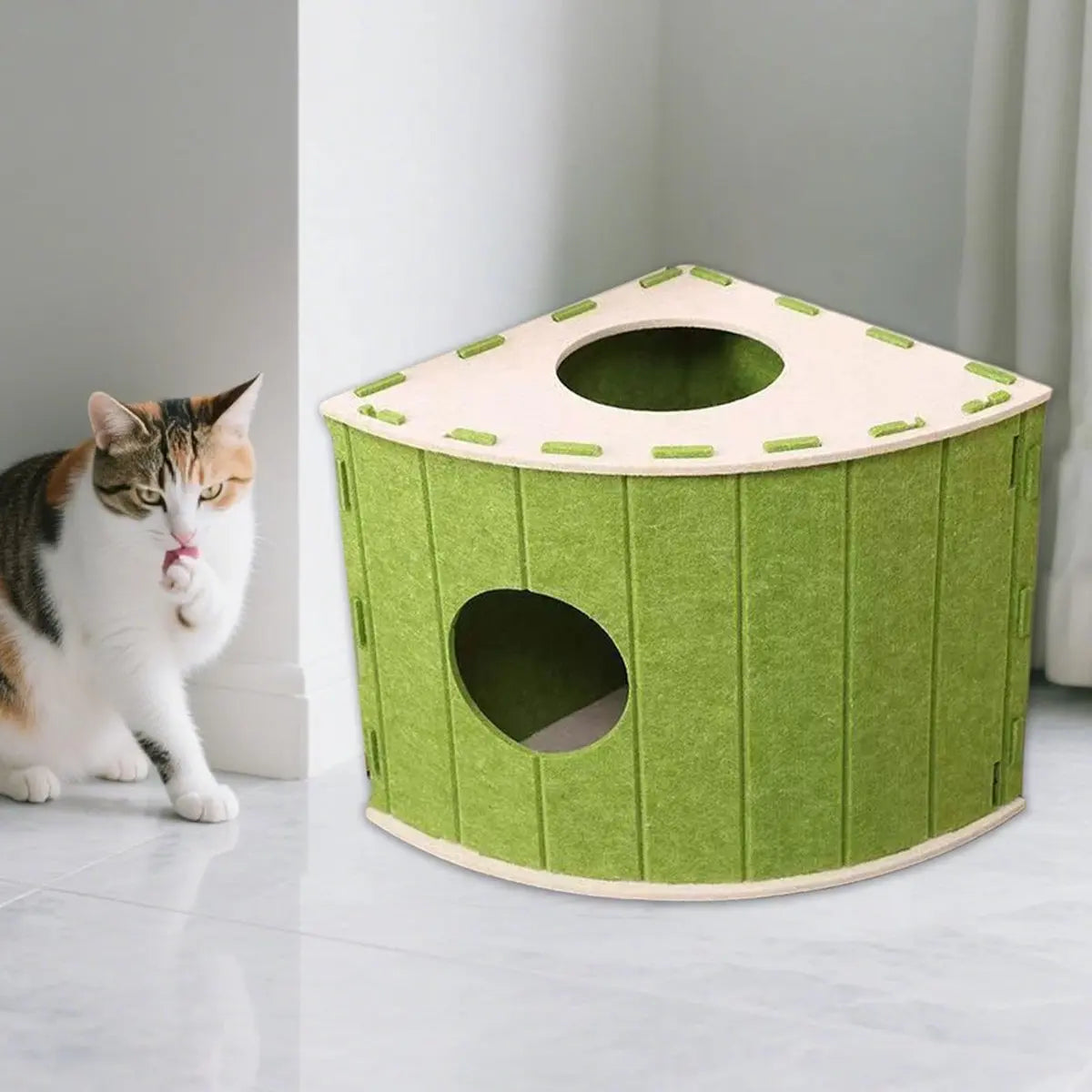 Cat House - Cat Basket - Cat Den - Felt-Shaped Cat Bed - Suitable for All Seasons - Warm | Scratch-Resistant - Pet Bed | Deep Sleeping Bed - Green Wholesale Hub