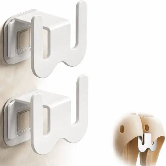 Set of 2 Self-Adhesive Shoe Racks - Space-Saving Storage Shelves - Suitable for bathrooms, bedrooms and RVs; perfect for storing slippers and sneakers(White) Wholesale Hub