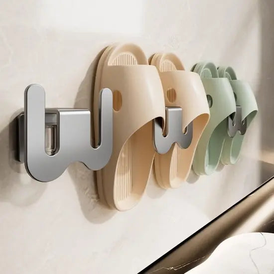 Set of 2 Self-Adhesive Shoe Racks - Space-Saving Storage Shelves - Suitable for bathrooms, bedrooms and RVs; perfect for storing slippers and sneakers(White) Wholesale Hub