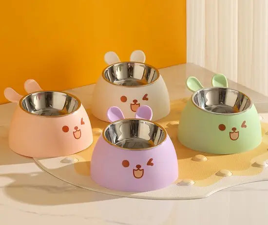 Cat Litter Box - Cat Food Bowl - Non-Slip Design - Pet Food Bowl - Plastic and Stainless Steel Design - Suitable for Cats and Small Dogs - Purple Wholesale Hub