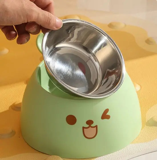 Cat Litter Box - Cat Food Bowl - Non-Slip Design - Pet Food Bowl - Plastic and Stainless Steel Design - Suitable for Cats and Small Dogs - White Wholesale Hub