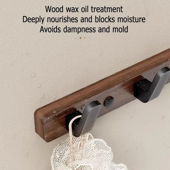 Coat rack - Wall coat rack - Coat rack with hooks - Storage rack - 25 × 3 cm - Wooden coat rack - Walnut - 3 hooks - Walnut wood color Wholesale Hub