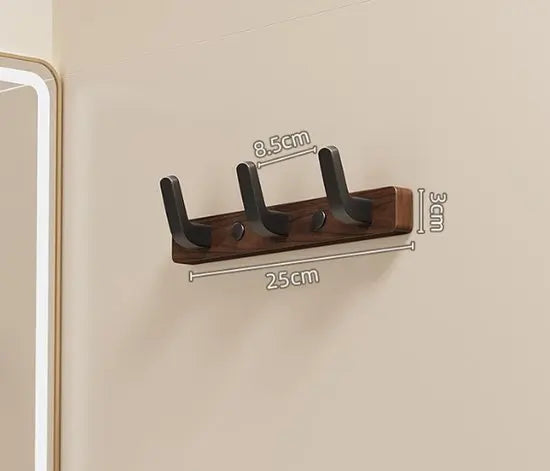 Coat rack - Wall coat rack - Coat rack with hooks - Storage rack - 25 × 3 cm - Wooden coat rack - Walnut - 3 hooks - Walnut wood color Wholesale Hub