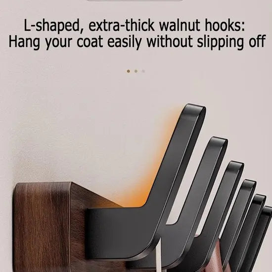 Coat rack - Wall coat rack - Coat rack with hooks - Storage rack - 35 × 3 cm - Wooden coat rack - Walnut - 4 hooks - Walnut wood color Wholesale Hub