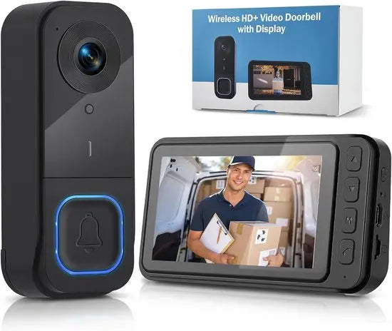 Wireless Doorbell with Camera - 1080P Image & 4.5 Inch Screen - No WiFi Required - Range Up to 120m - Night Vision Wholesale Hub