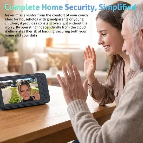 Wireless Doorbell with Camera - 1080P Image & 4.5 Inch Screen - No WiFi Required - Range Up to 120m - Night Vision Wholesale Hub