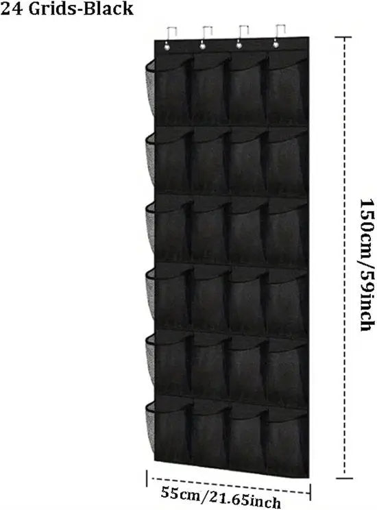 Shoe rack with 24 compartments - Made of sturdy and durable Oxford cloth - Can be hung on a door - Suitable for wardrobes with mesh walls - White Wholesale Hub