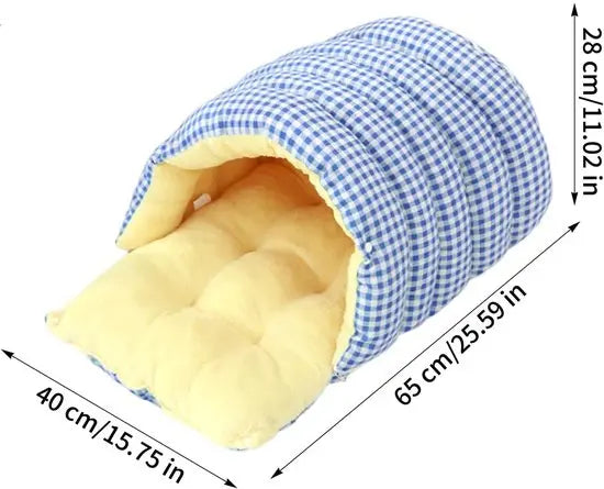 Cat House - Cat Basket - Plush and Warm - Removable and Washable - Closed Cat Bed for Winter - Suitable for Indoor and Outdoor Use in Winter, Camping, Travel, Bedroom, Living Room and Apartment - Blue and White Checkered Pattern Wholesale Hub