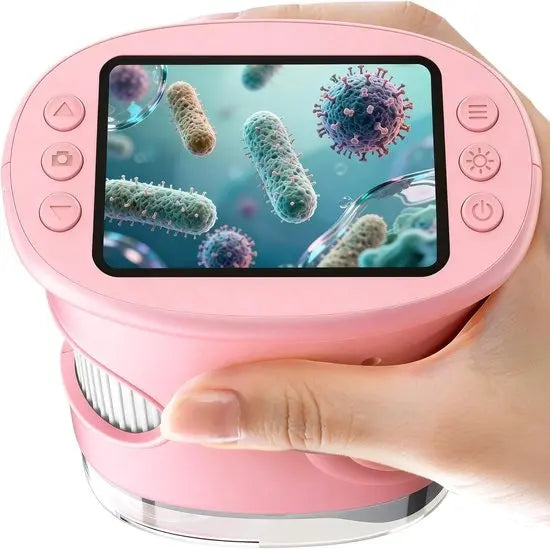 1000x Digital Children's Microscope - With 2 Inch IPS Screen & 8 LED Lights - Handy & Easy to Use for Nature Research - Pink Wholesale Hub