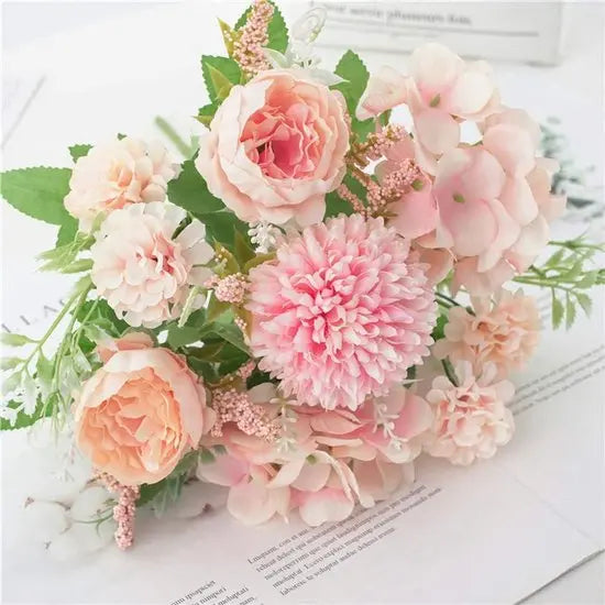 Artificial Flowers - Plastic Flower Arrangements - Valentine's Day Decorations - Sustainable Home Decor for Weddings, Living Rooms and Dining Tables (Pink) Wholesale Hub