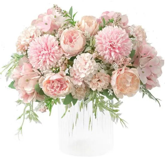 Artificial Flowers - Plastic Flower Arrangements - Valentine's Day Decorations - Sustainable Home Decor for Weddings, Living Rooms and Dining Tables (Pink) Wholesale Hub