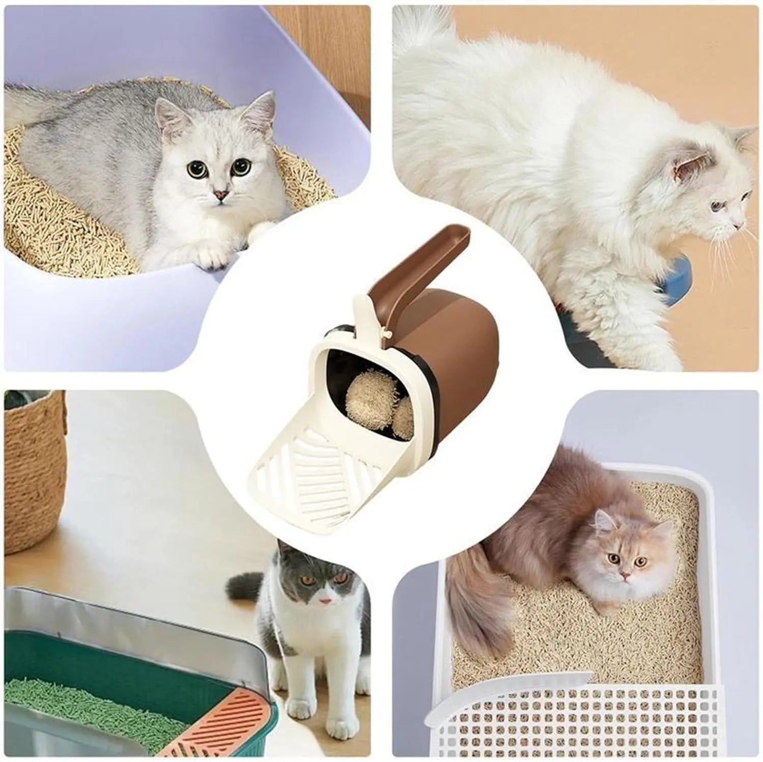 Cat Litter Scoop - Large Capacity - Cat Litter Scoop and Cat Poop Box 2-in-1 - Cleaning Tool - 1 Pack Wholesale Hub