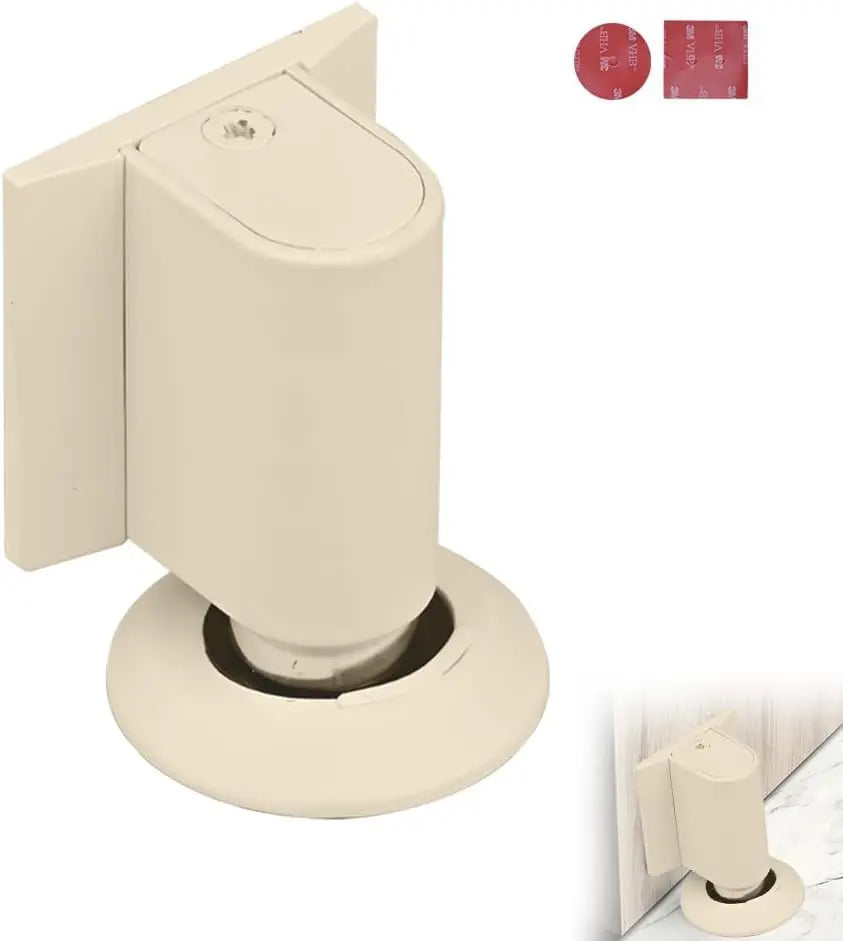 Magnetic Door Stopper Floor White - No Drilling - Self-adhesive - Metal - Including Raising Disc Wholesale Hub