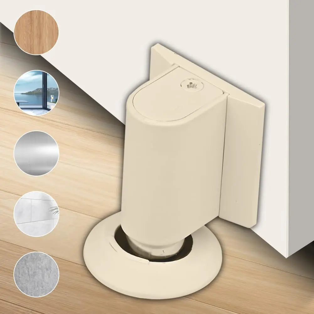 Magnetic Door Stopper Floor White - No Drilling - Self-adhesive - Metal - Including Raising Disc Wholesale Hub