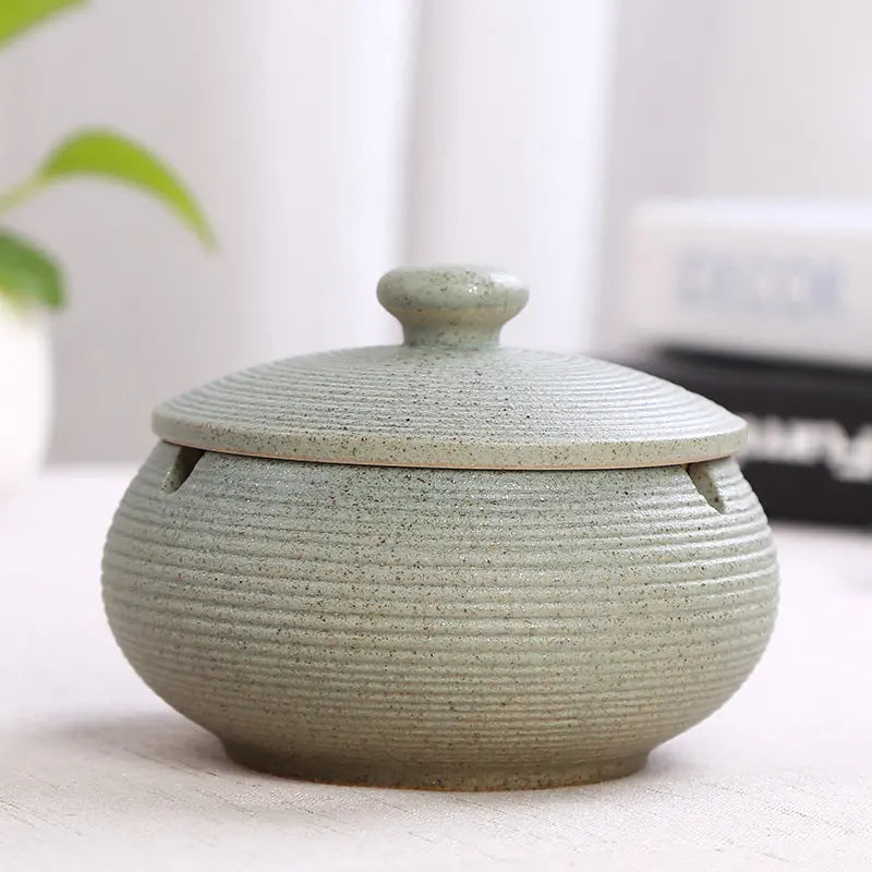 Ceramic Ashtray with Lid - Green - Wind Ashtray for Outdoor & Indoor - Decorative & Anti-Odor Wholesale Hub