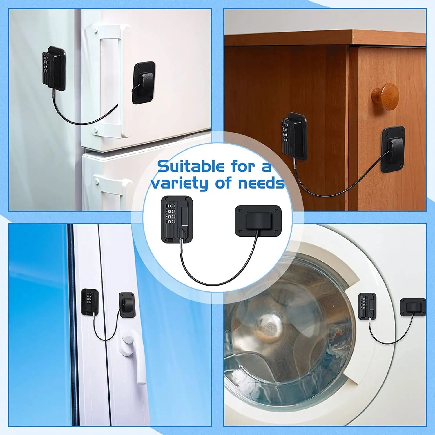 Baby Proofing, Refrigerator lock, Baby Safety Locks for Cabinets, Cabinet Locks for Babies, No Drilling Child Safety Cabinet Locks for Latching to Drawer Door Fridge Oven Toilet Seat Black Wholesale Hub