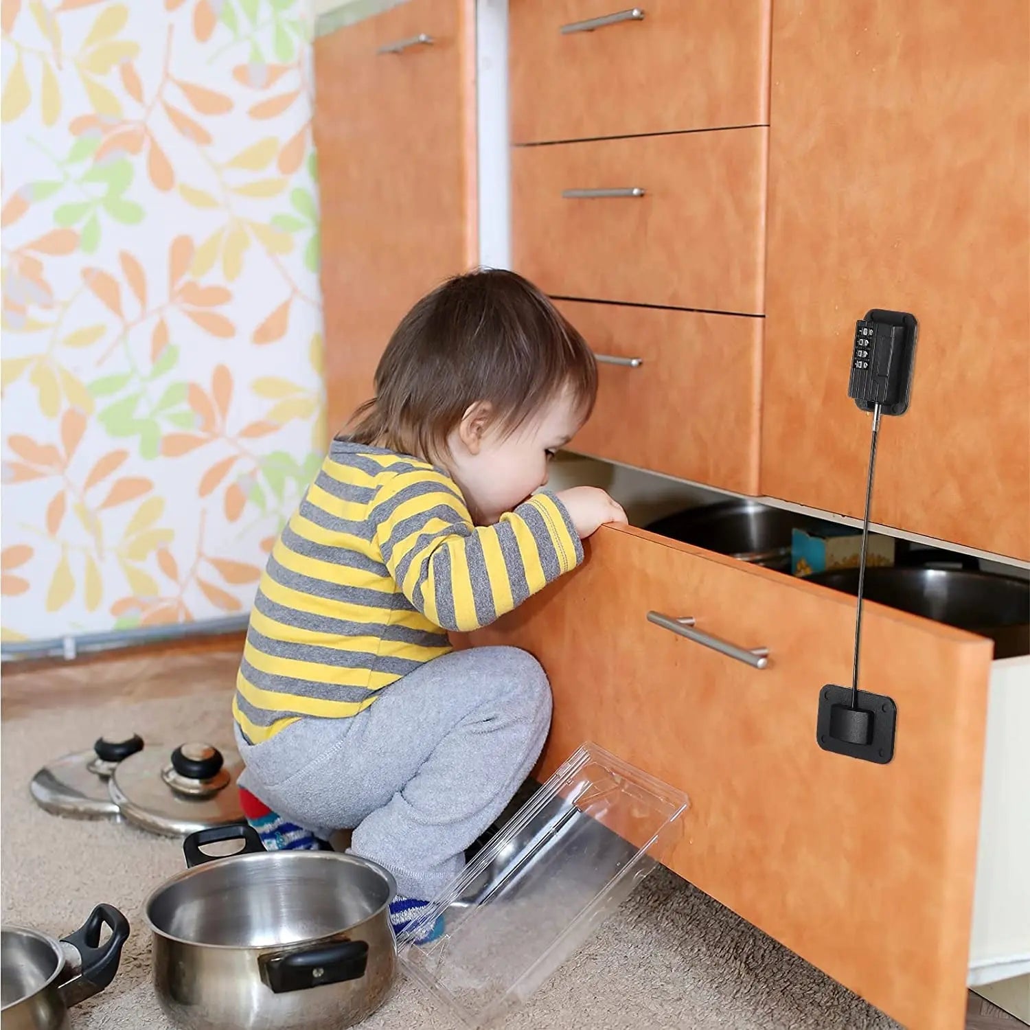 Baby Proofing, Refrigerator lock, Baby Safety Locks for Cabinets, Cabinet Locks for Babies, No Drilling Child Safety Cabinet Locks for Latching to Drawer Door Fridge Oven Toilet Seat Black Wholesale Hub