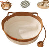 Cat Bed Rope Cotton, Cotton Rope Woven Round Cat Beds Basket with Built-in Teasing Ball, Handwoven Foldable Scratchable for Small & Large pet Brown(M) Wholesale Hub