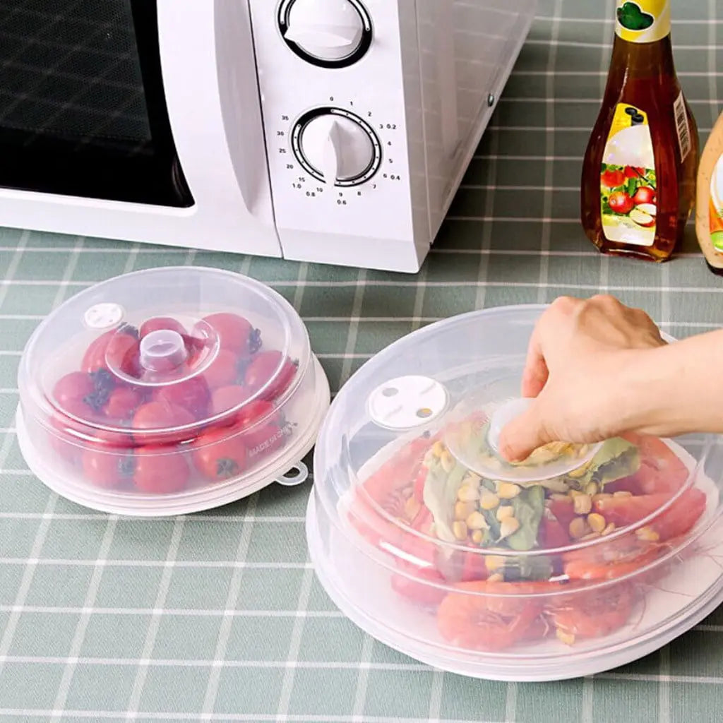 Microwave Cover Clearance! 2pcs Plastic Microwave Cover, Clear Microwave Cover, Clear Steam Vent Splatter Lid Food Dish, Microwave Covers For Food Splatter, Microwave Cover Lid Wholesale Hub