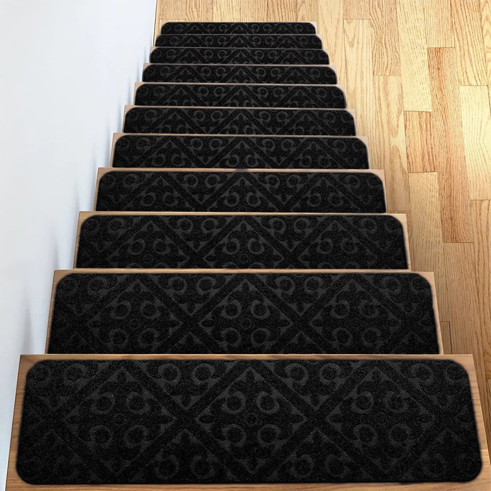 PALIFEUR Stair Treads for Wooden Steps, Soft Stair Treads, 8 x 30 Inch Reusable Carpet Stair Treads, Washable Stair Runners for Wooden Steps Non Slip Stair Rugs Black Wholesale Hub