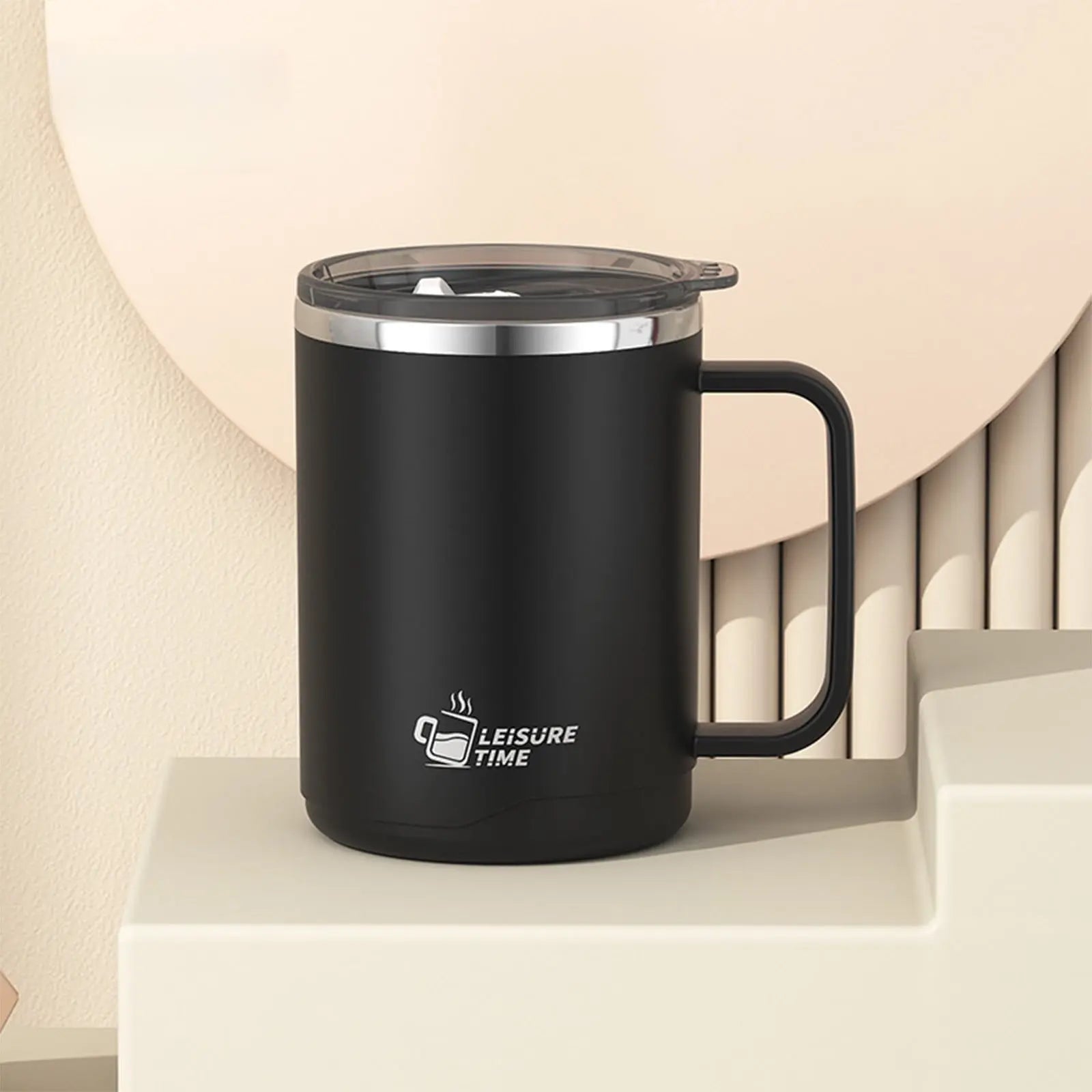 Insulated Coffee Mug with Handle & Lid - 17oz Stainless Steel Travel Tumbler, Double Wall Vacuum (Black) by PALIFEUR 01_【Limited Edition】 2026 New Model Smart Coffee Mug Wholesale Hub