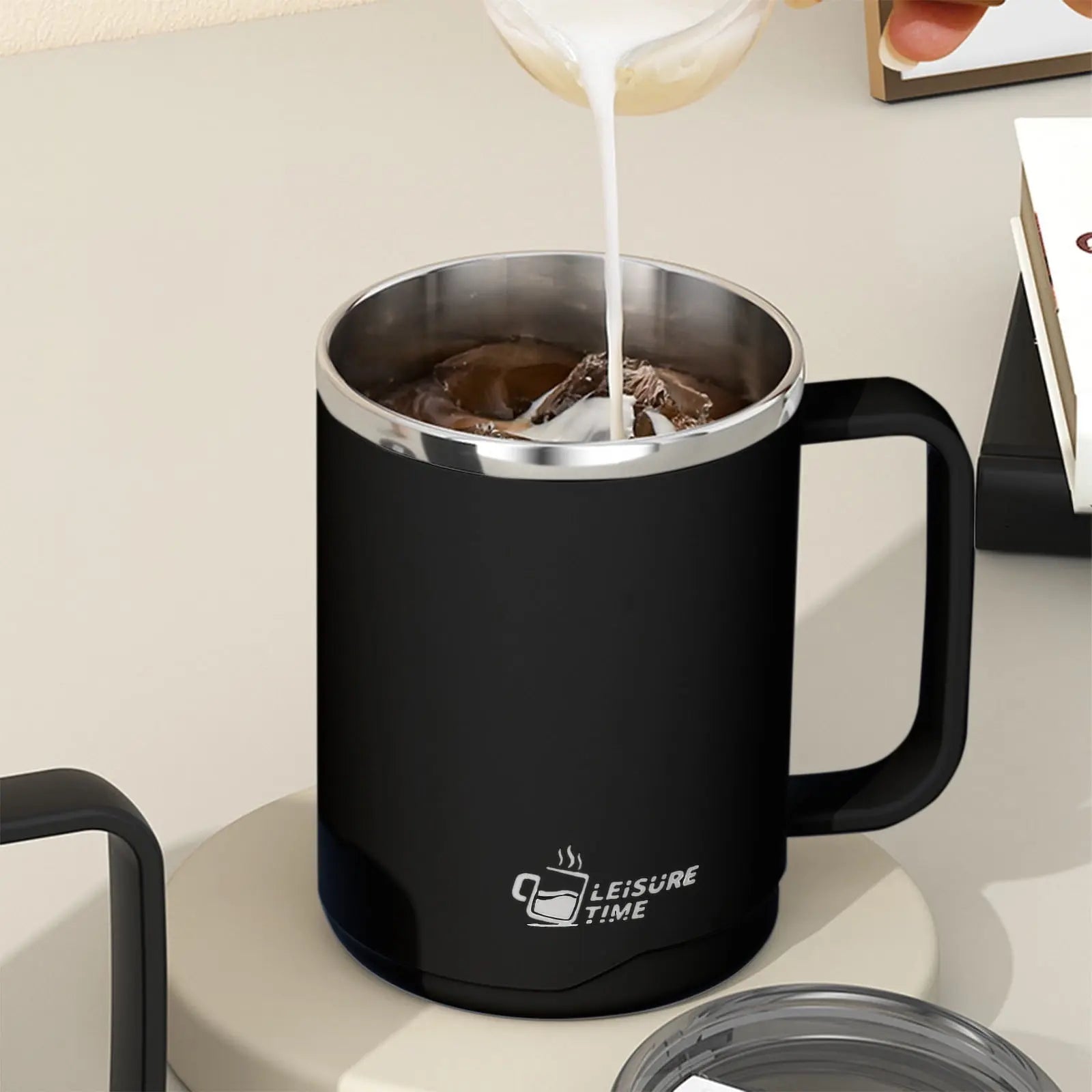 Insulated Coffee Mug with Handle & Lid - 17oz Stainless Steel Travel Tumbler, Double Wall Vacuum (Black) by PALIFEUR 01_【Limited Edition】 2026 New Model Smart Coffee Mug Wholesale Hub