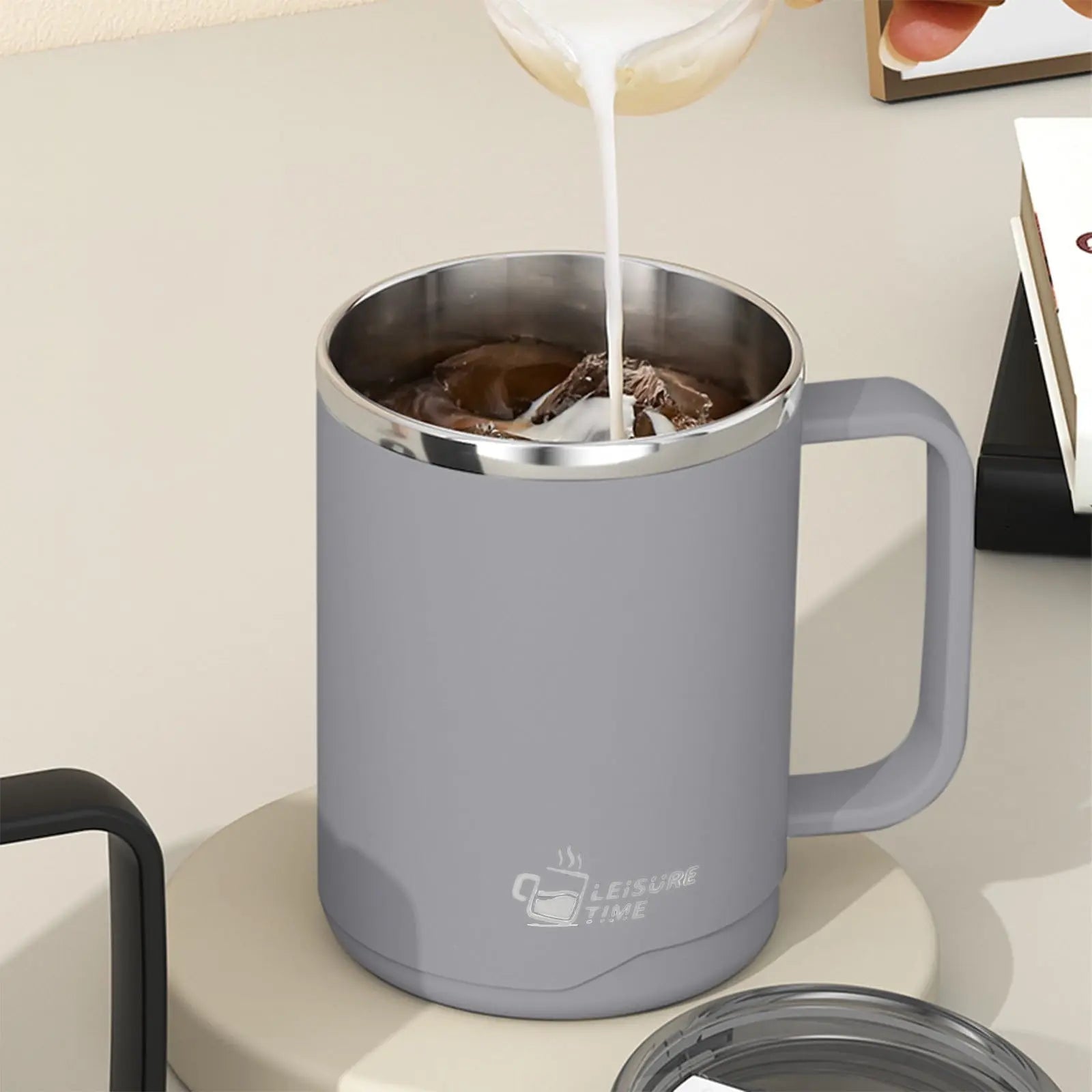 Insulated Coffee Mug with Handle & Lid - 17oz Stainless Steel Travel Tumbler, Double Wall Vacuum (Black) by PALIFEUR 02_【Limited Time Offer】 Upgraded Double-Wall Insulated Coffee Mug Wholesale Hub