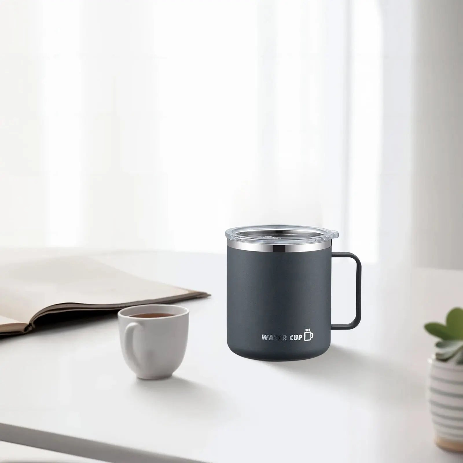 Insulated Coffee Mug with Handle & Lid - 17oz Stainless Steel Travel Tumbler, Double Wall Vacuum (Black) by PALIFEUR 06_【Enhanced Insulation】 Heat-Resistant Handle Coffee Mug Wholesale Hub